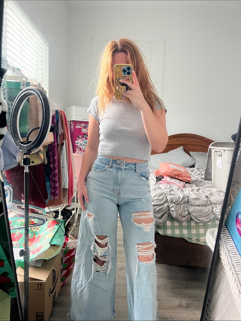 Rue21 Distressed Light Blue Boyfriend Jeans